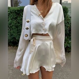 Women Satin Skirt Set